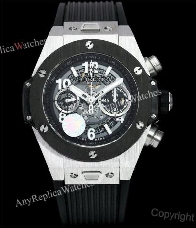 Swiss Grade Clone Hublot Big Bang 7750 Chronograph Silver Case Black Bezel